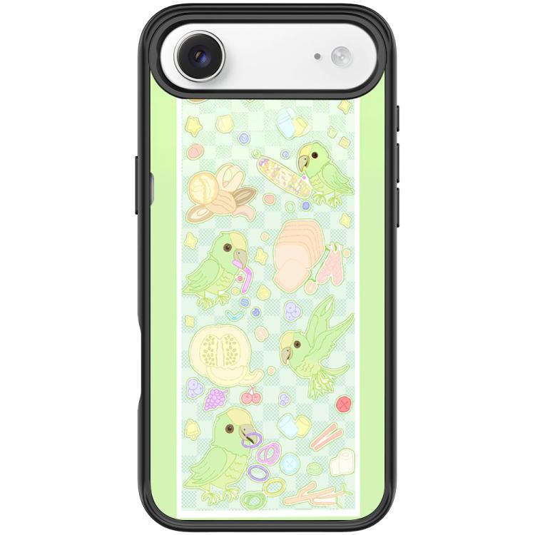 For iPhone Air Green Parrot Pattern Magnetic Phone Case(Black)