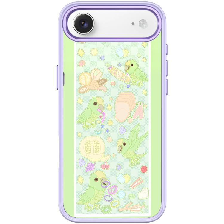 For iPhone Air Green Parrot Pattern Magnetic Phone Case(Light Purple)