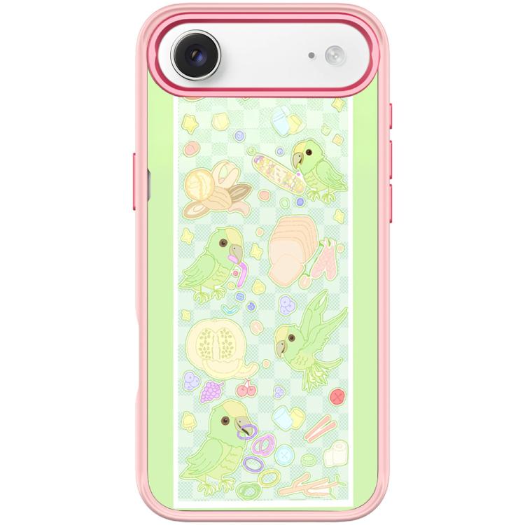 For iPhone Air Green Parrot Pattern Magnetic Phone Case(Pink)