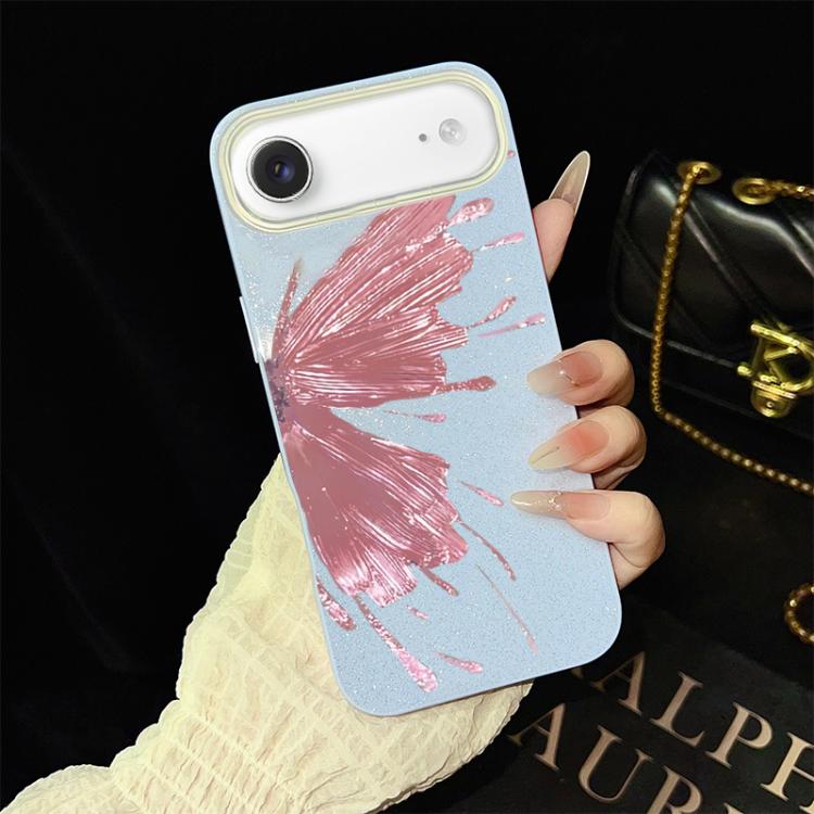 For iPhone Air Half Butterfly Pattern IMD Glitter PC Hybrid TPU Phone Case(Blue)
