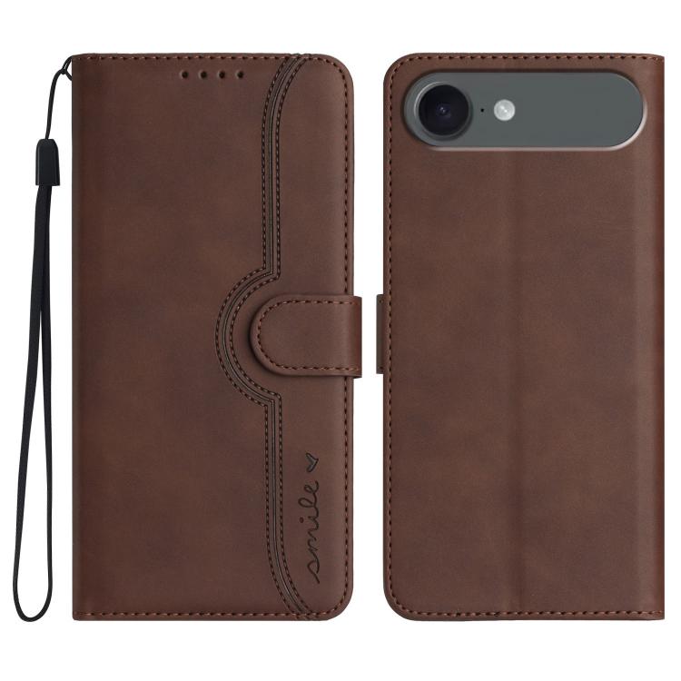 For iPhone Air Heart Pattern Skin Feel Leather Phone Case(Brown)