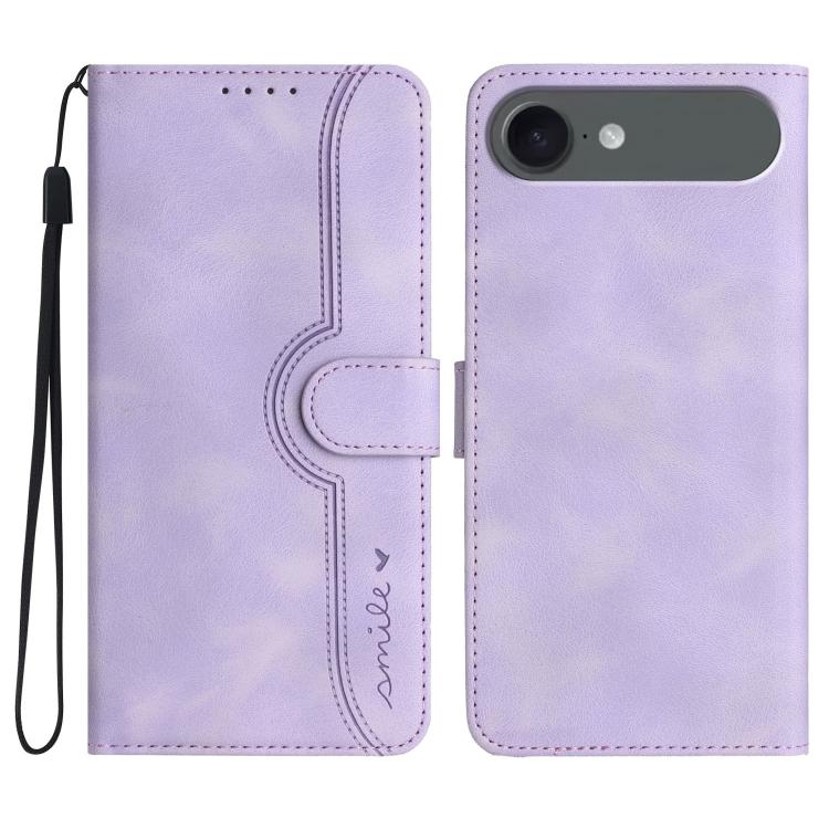 For iPhone Air Heart Pattern Skin Feel Leather Phone Case(Purple)