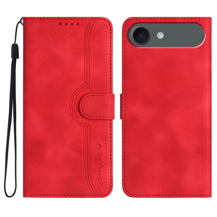 For iPhone Air Heart Pattern Skin Feel Leather Phone Case(Red)