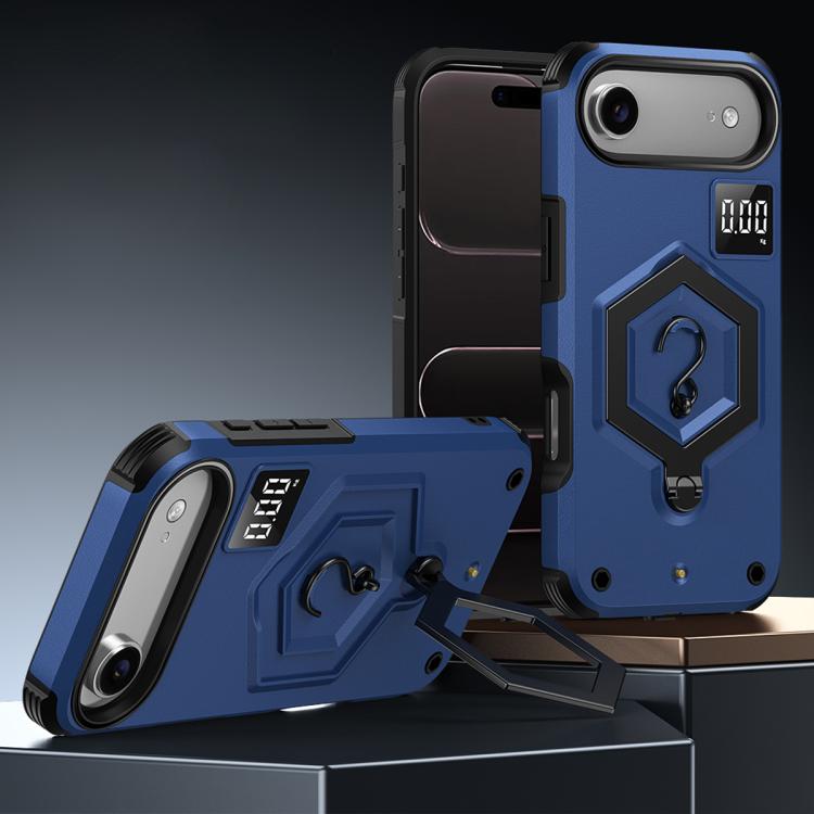 For iPhone Air Hexagon Armor Magnetic Holder Weighing Scale Phone Case(Blue)