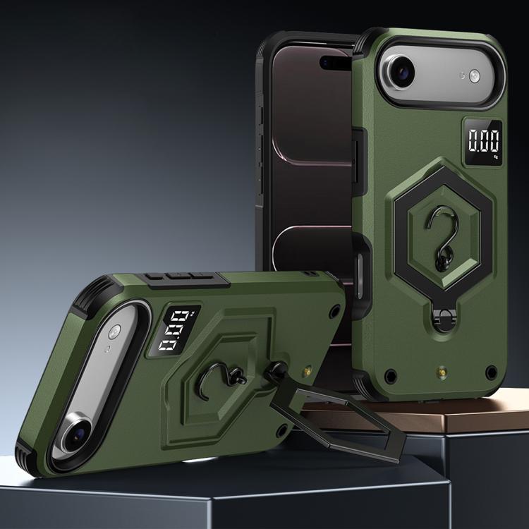 For iPhone Air Hexagon Armor Magnetic Holder Weighing Scale Phone Case(Green)