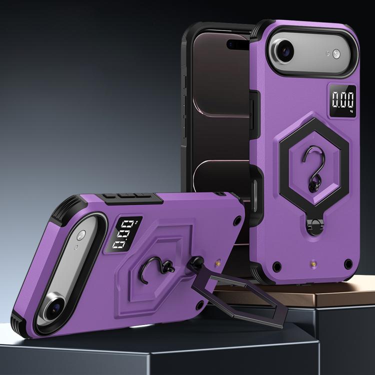 For iPhone Air Hexagon Armor Magnetic Holder Weighing Scale Phone Case(Purple)