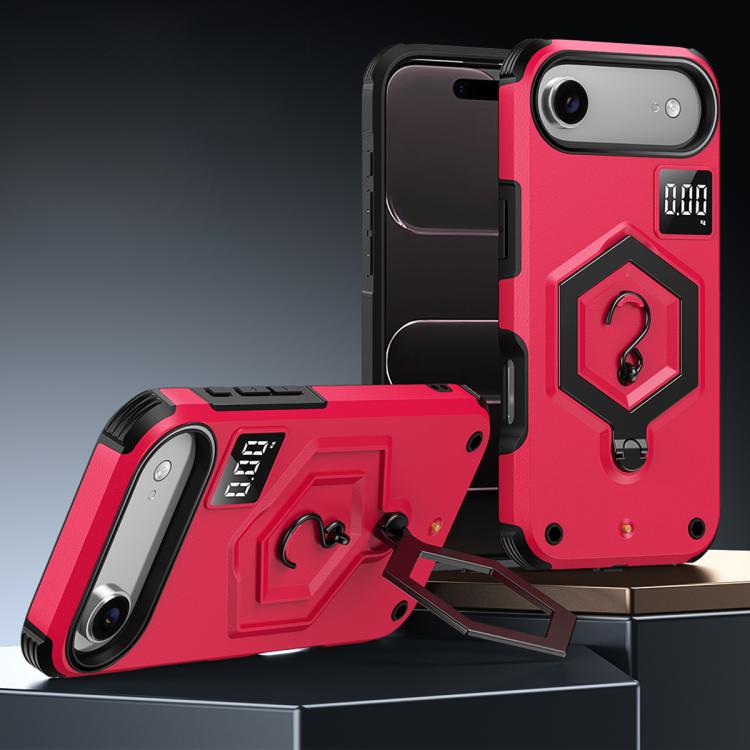 For iPhone Air Hexagon Armor Magnetic Holder Weighing Scale Phone Case(Red)