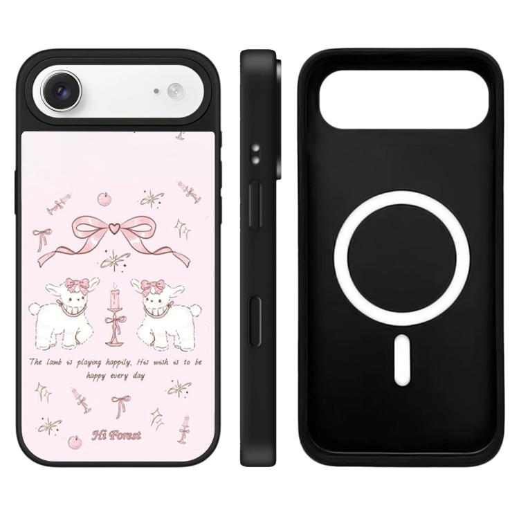 For iPhone Air Hi Forest Series Camera Control Button Mirror Magnetic Phone Case(Bow Two Lambs)