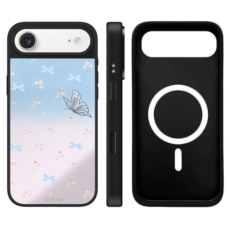 For iPhone Air Hi Forest Series Pattern Camera Control Button Mirror Magnetic Phone Case(Butterfly Flower)