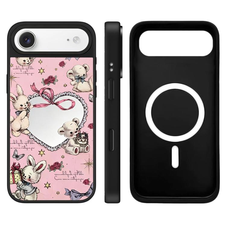 For iPhone Air Hi Forest Series Pattern Camera Control Button Mirror Magnetic Phone Case(Rabbit Bear)