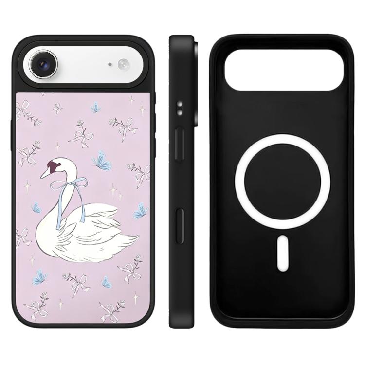 For iPhone Air Hi Forest Series Pattern Camera Control Button Mirror Magnetic Phone Case(Swan Bow)