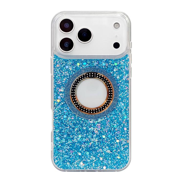For iPhone Air Hollow Sequins Glitter MagSafe Electroplating Phone Case(Blue)