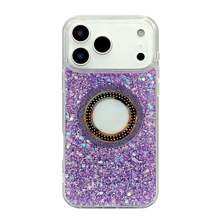 For iPhone Air Hollow Sequins Glitter MagSafe Electroplating Phone Case(Purple)