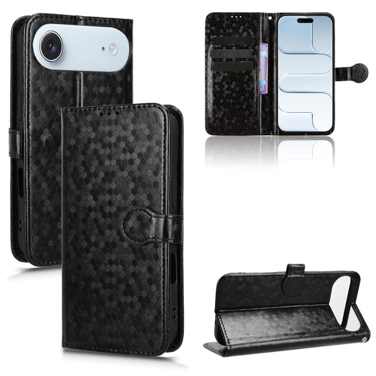 For iPhone Air Honeycomb Dot Texture Leather Phone Case(Black)