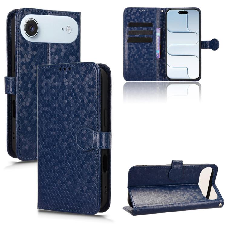 For iPhone Air Honeycomb Dot Texture Leather Phone Case(Blue)