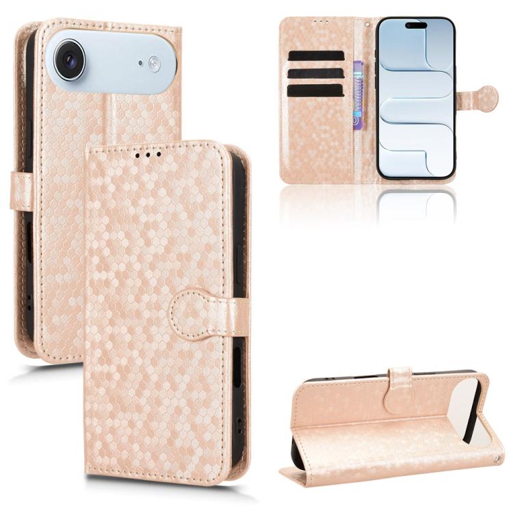 For iPhone Air Honeycomb Dot Texture Leather Phone Case(Gold)