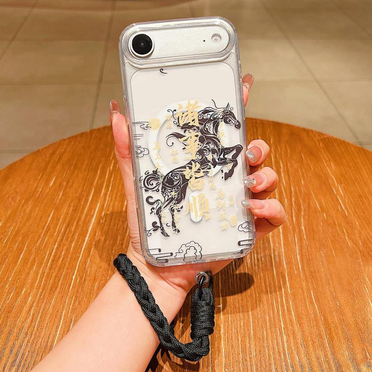 For iPhone Air Horse Year Acrylic Magnetic Full Coverage Phone Case with Lanyard(Everything Goes Smoothly)