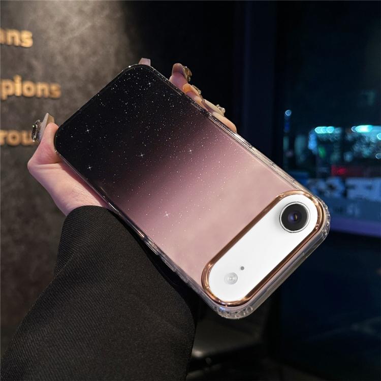 For iPhone Air IMD Gradient Glitter PC + TPU Shockproof Phone Case(Black)