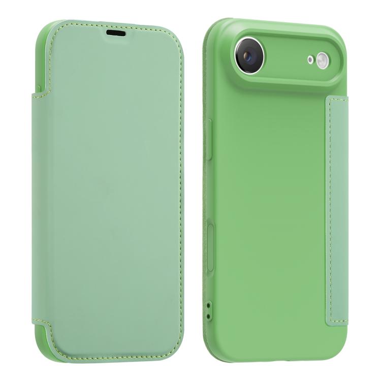 For iPhone Air Imitate Liquid Skin Feel Leather Phone Case with Card Slots(Green)