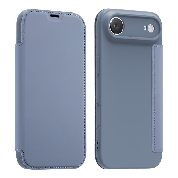 For iPhone Air Imitate Liquid Skin Feel Leather Phone Case with Card Slots(Lavender Grey)