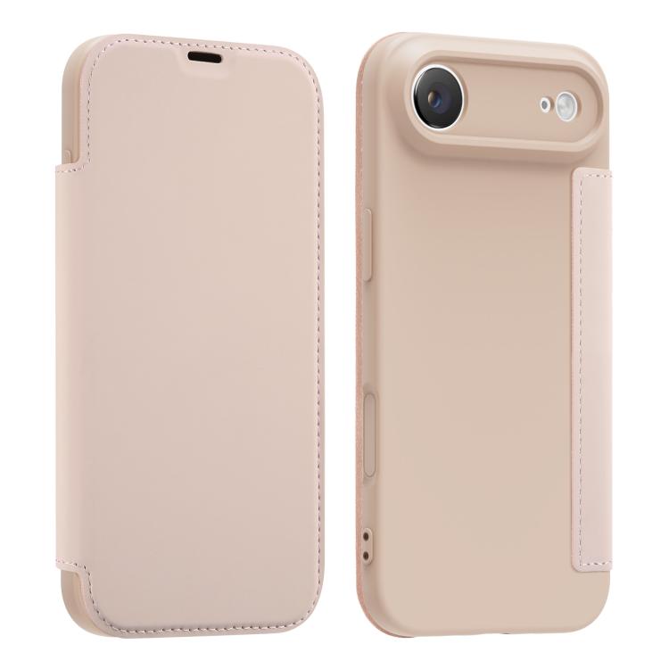 For iPhone Air Imitate Liquid Skin Feel Leather Phone Case with Card Slots(Pink)