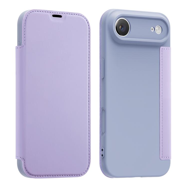 For iPhone Air Imitate Liquid Skin Feel Leather Phone Case with Card Slots(Purple)