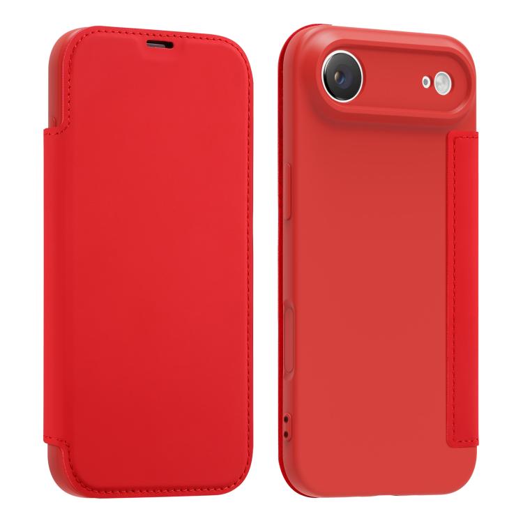 For iPhone Air Imitate Liquid Skin Feel Leather Phone Case with Card Slots(Red)