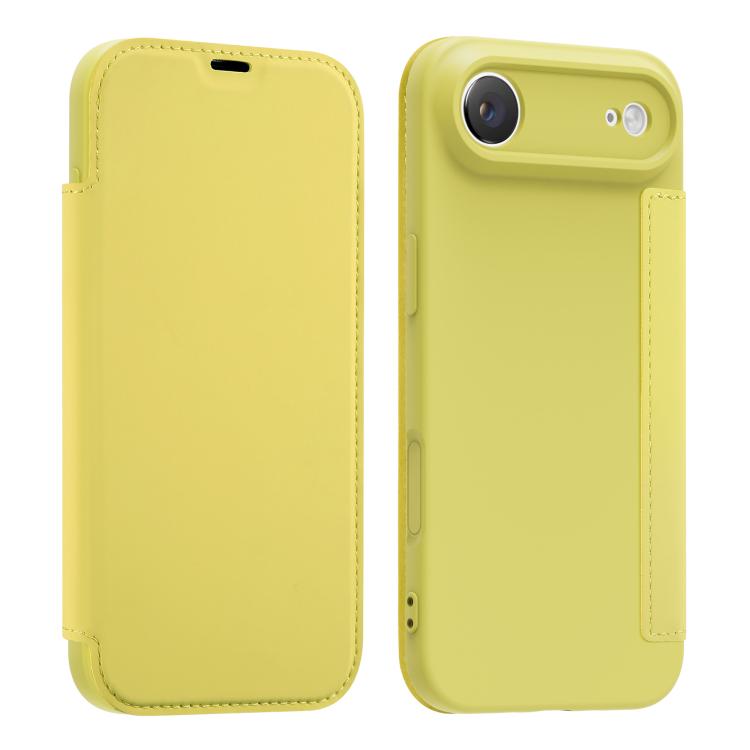 For iPhone Air Imitate Liquid Skin Feel Leather Phone Case with Card Slots(Yellow)