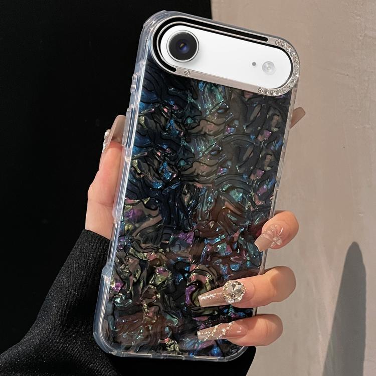 For iPhone Air Ink Rhythm Colorful Shell Pattern TPU Hybrid IMD Phone Case(Black)