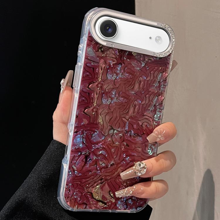For iPhone Air Ink Rhythm Colorful Shell Pattern TPU Hybrid IMD Phone Case(Wine Red)