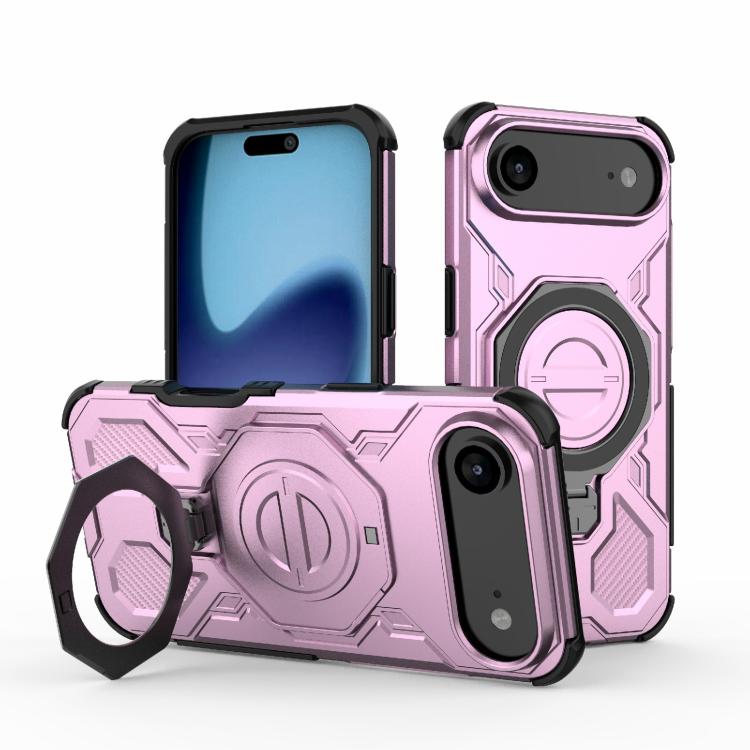 For iPhone Air J-20 Solid Color MagSafe Magnetic TPU+PC Phone Case(Pink)