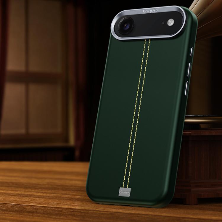 For iPhone Air Jazz Series Retro Vegan Leather Textured Metal Frame Magnetic Phone Case(Green)