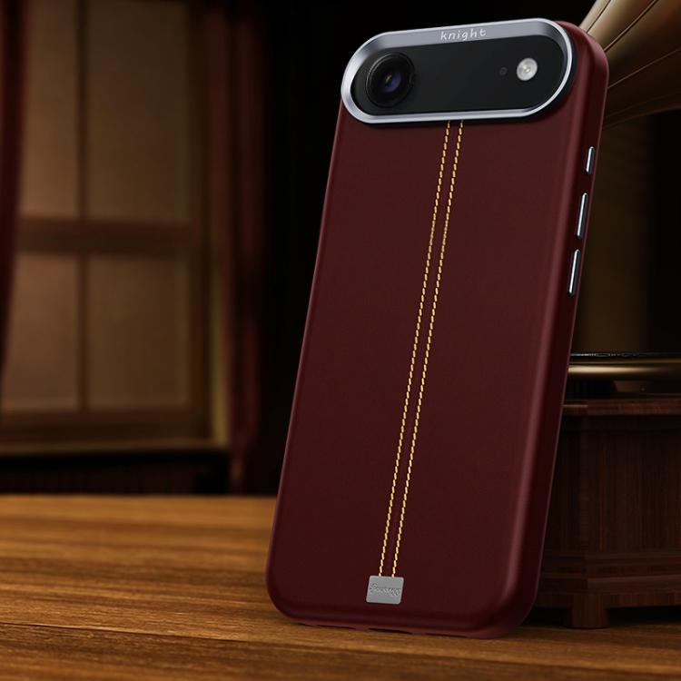 For iPhone Air Jazz Series Retro Vegan Leather Textured Metal Frame Magnetic Phone Case(Red)