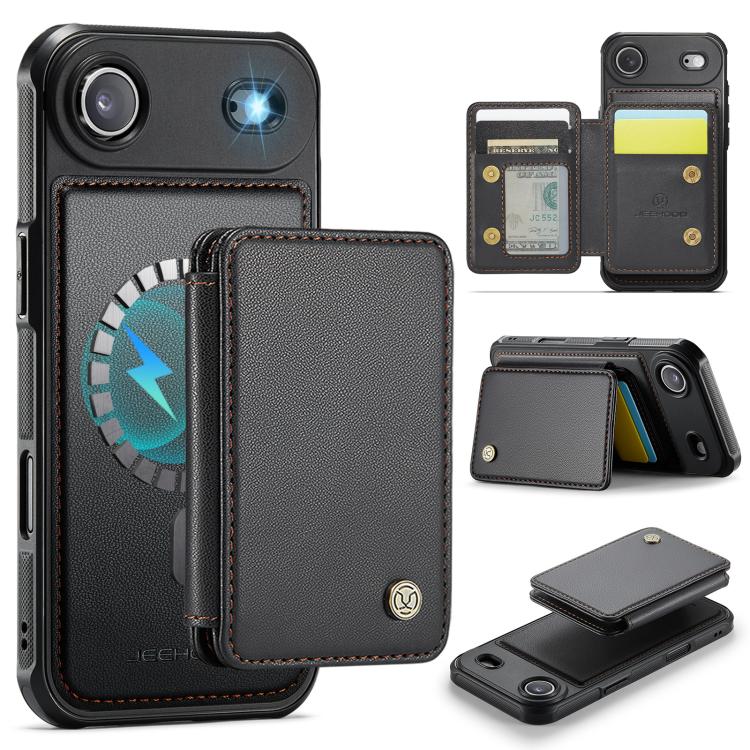 For iPhone Air JEEHOOD J05 Business Magnetic Style RFID Leather Phone Case(Black)