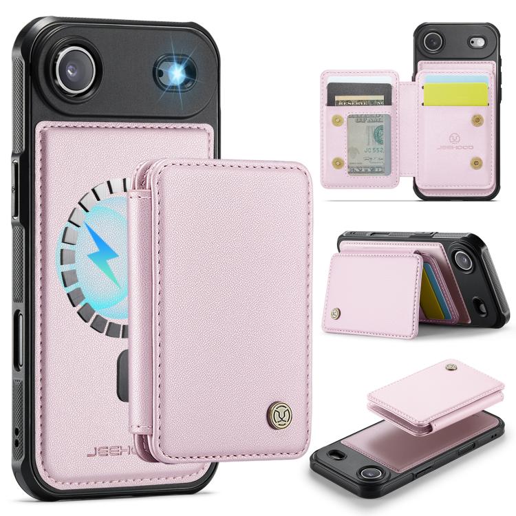 For iPhone Air JEEHOOD J05 Business Magnetic Style RFID Leather Phone Case(Pink)