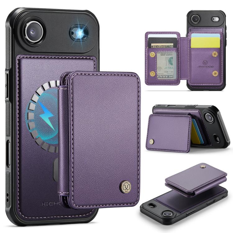 For iPhone Air JEEHOOD J05 Business Magnetic Style RFID Leather Phone Case(Purple)