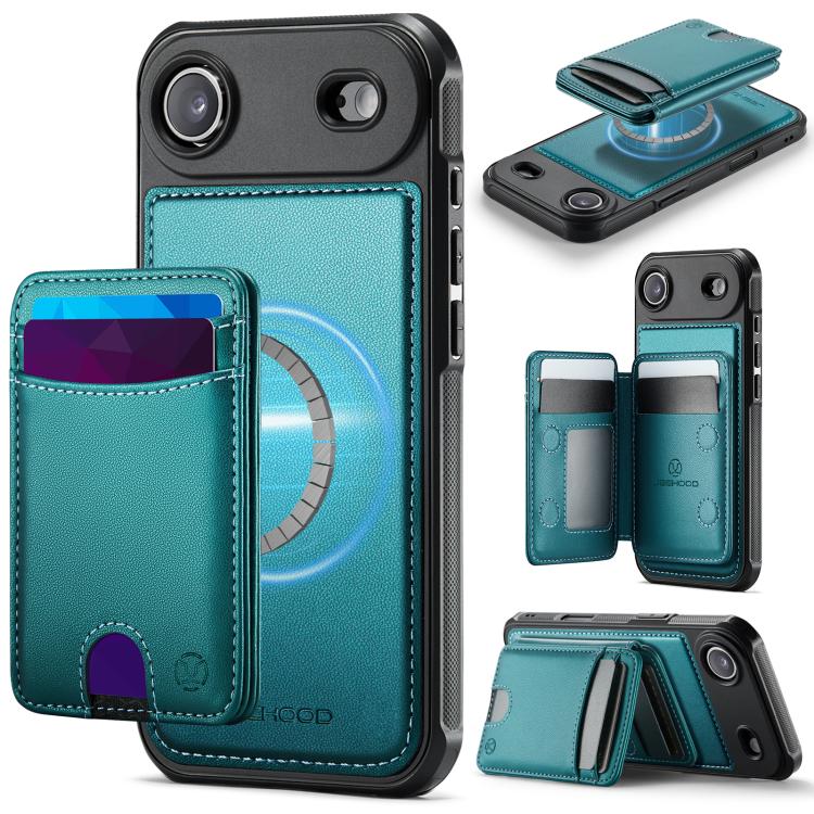 For iPhone Air JEEHOOD J10 Flip Card Bag MagSafe Split RFID Leather Phone Case(Green)