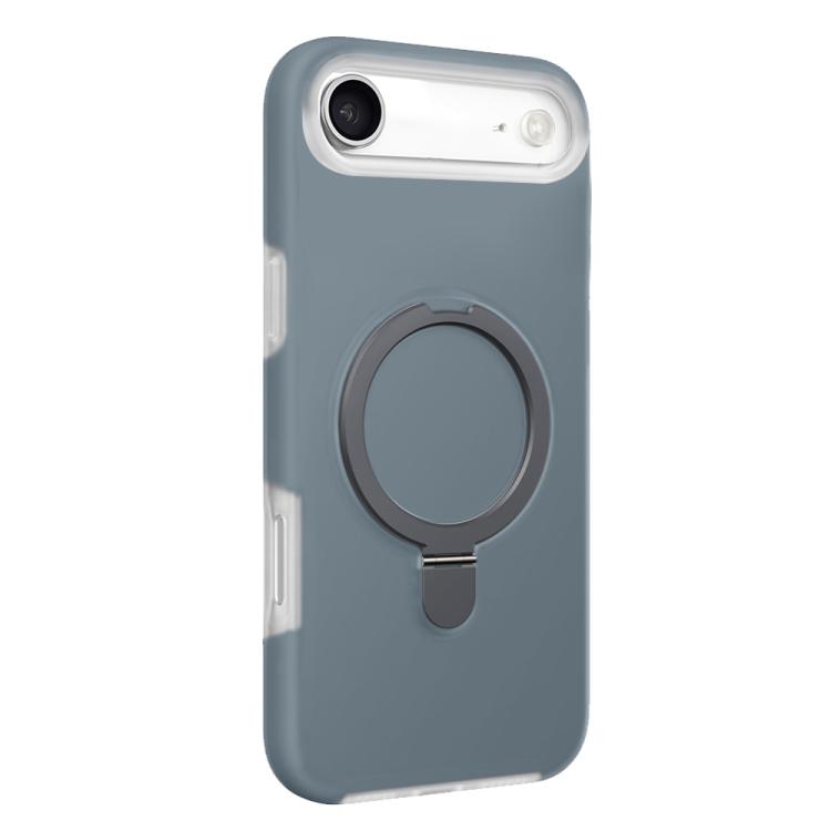 For iPhone Air Jelly Liquid Silicone MagSafe Holder Phone Case(Coconut Grey)