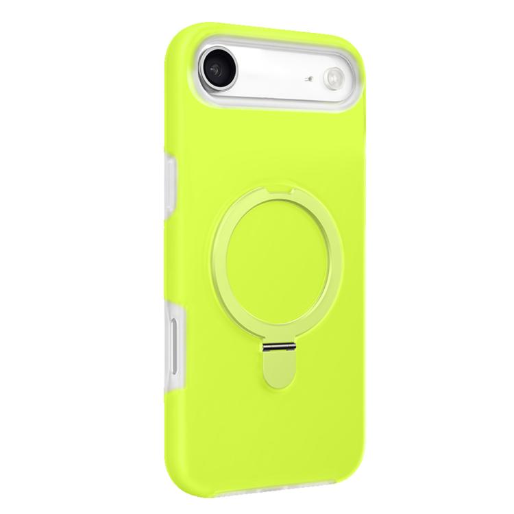 For iPhone Air Jelly Liquid Silicone MagSafe Holder Phone Case(Lemon Green)