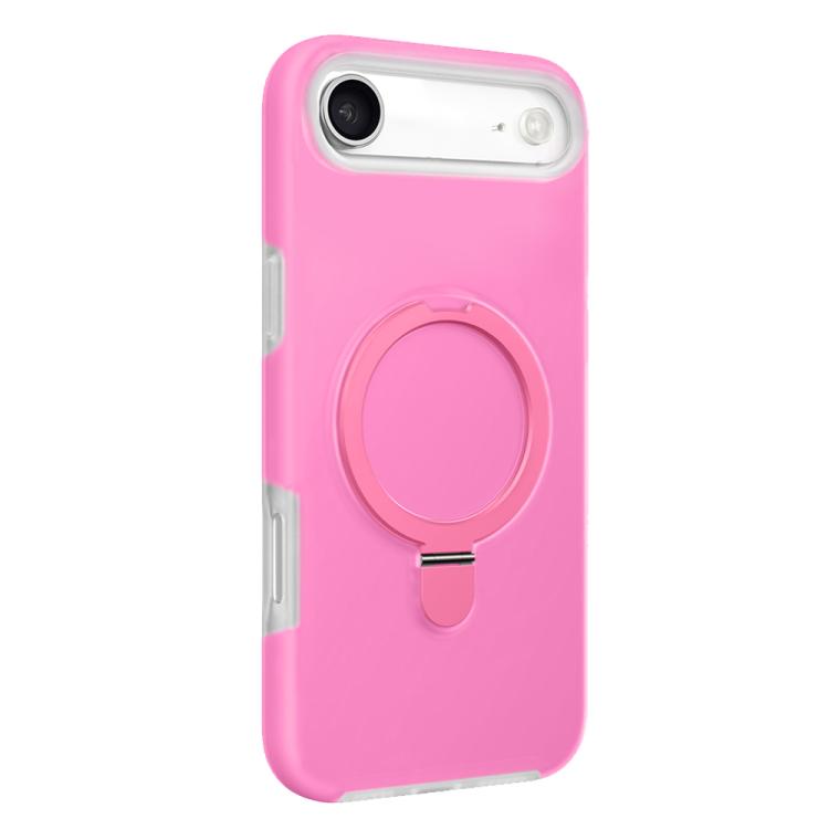 For iPhone Air Jelly Liquid Silicone MagSafe Holder Phone Case(Rose Pink)