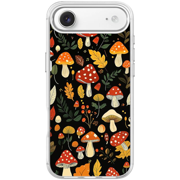 For iPhone Air Jungle Mushrooms Pattern Magnetic Phone Case(Transparent White)