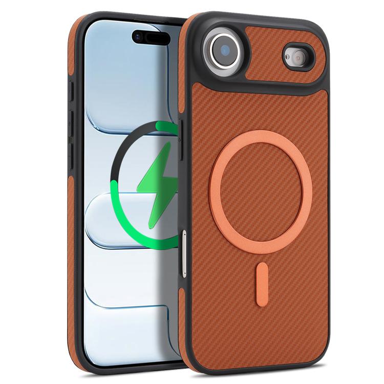 For iPhone Air Kalebol Carbon Fiber MagSafe Phone Case(Brown)