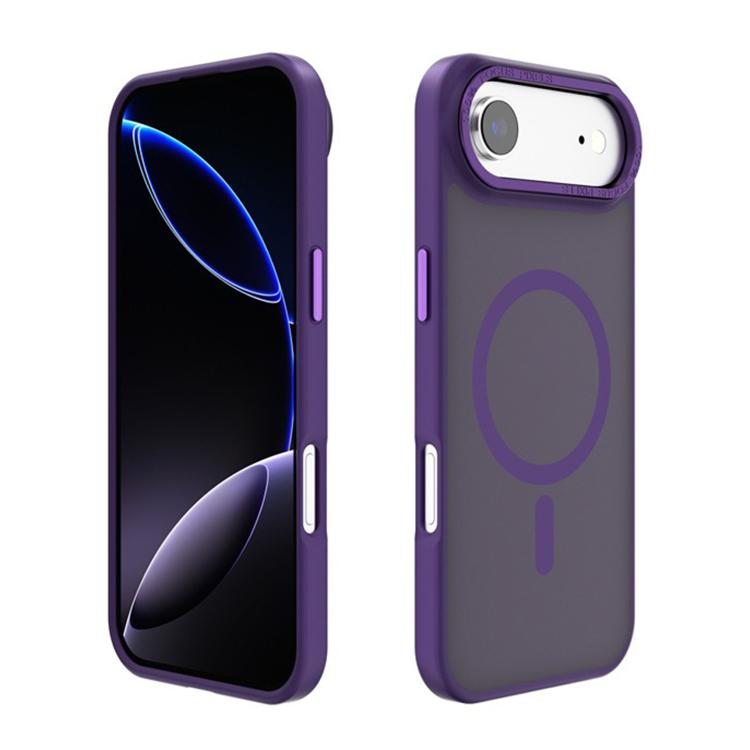 For iPhone Air Kalebol Metal Lens Frame MagSafe Frosted PC Phone Case(Dark Purple)