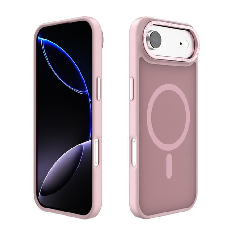 For iPhone Air Kalebol Metal Lens Frame MagSafe Frosted PC Phone Case(Pink)