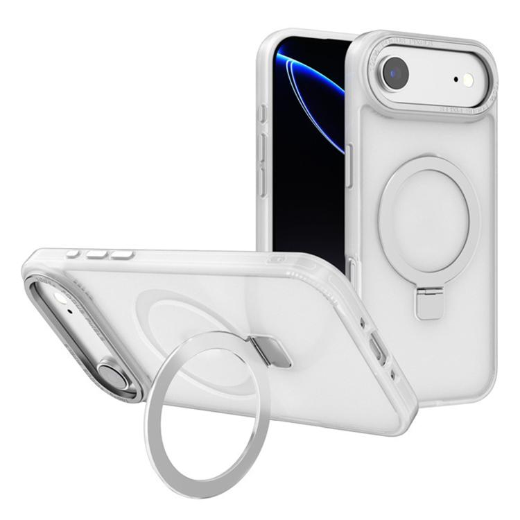 For iPhone Air Kalebol Metal Lens Frame MagSafe Holder Frosted PC Phone Case(Frosted White)