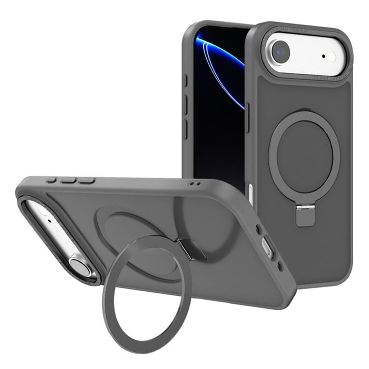 For iPhone Air Kalebol Metal Lens Frame MagSafe Holder Frosted PC Phone Case(Grey)