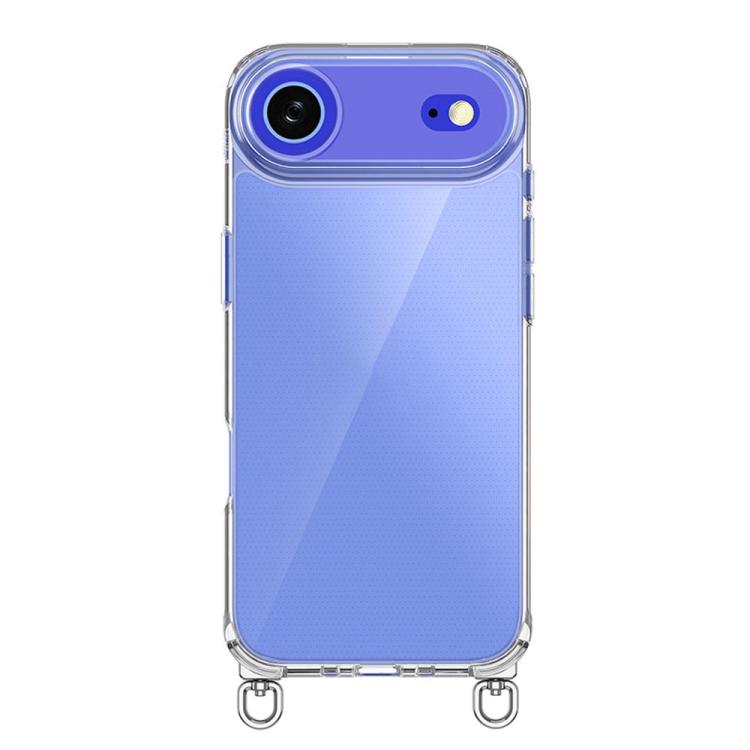 For iPhone Air Kalebol Minimalist High Transparency Multi Color Rotating Lanyard Hole Phone Case(Silver)