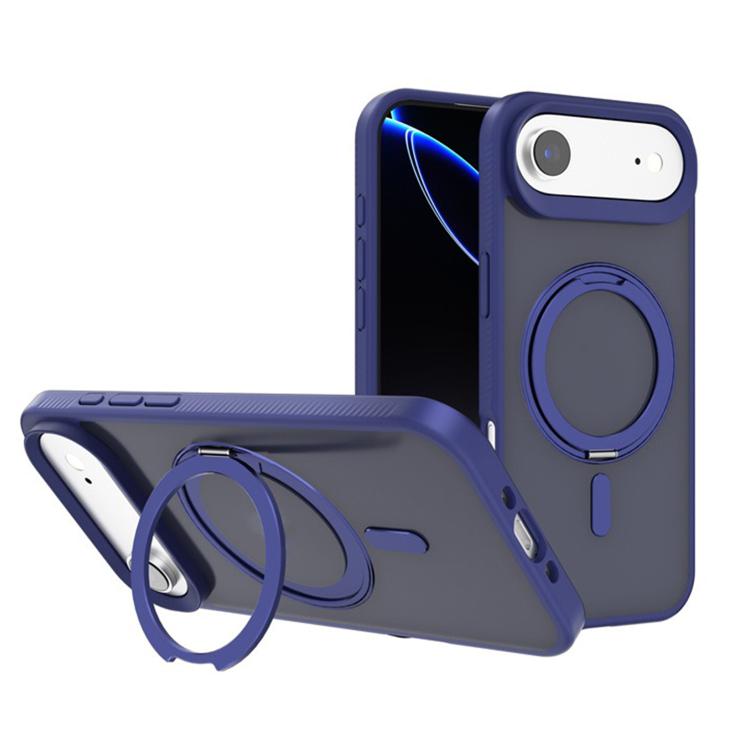 For iPhone Air Kalebol Rotating Holder MagSafe PC Hybrid TPU Phone Case(Blue)