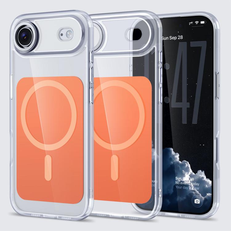 For iPhone Air Kalebol Transparent Magnetic MagSafe Skin Feel Phone Case(Orange)
