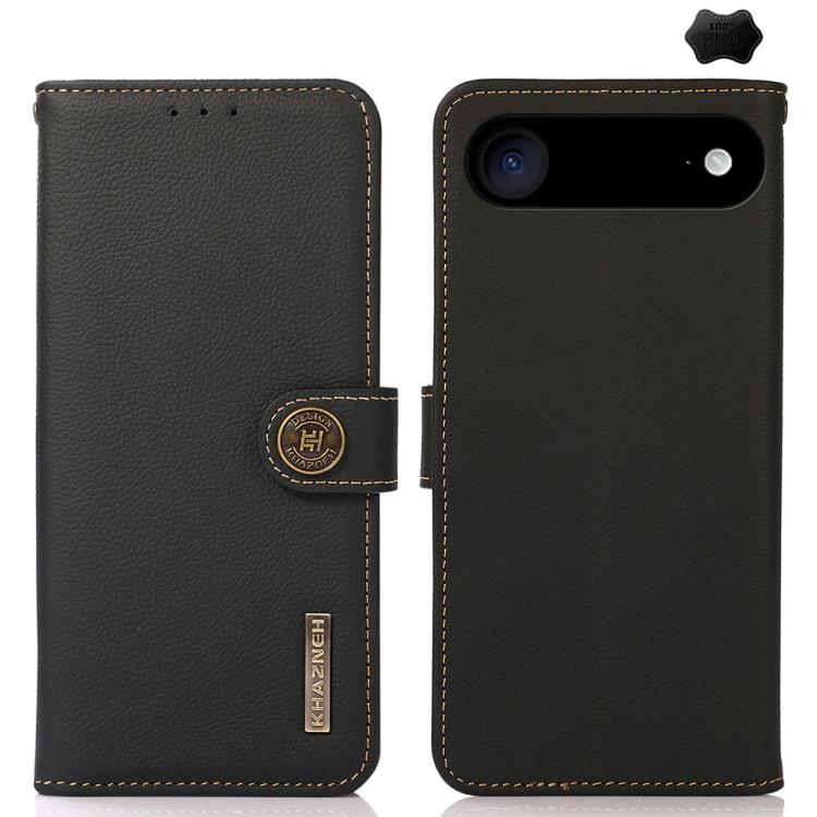 For iPhone Air KHAZNEH Custer Genuine Leather RFID Phone Case(Black)
